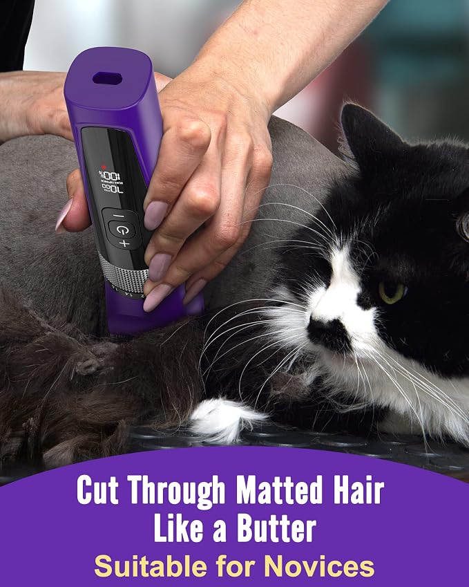 oneisall Cat Clippers for Matted Hair, 5-Speed Quiet Cat Grooming kit | Waterproof, 49dB Low Noise, 120min Long Battery Life LCD Display,4 Guards With Comb and Scissor,For Long Thick Matted Hair