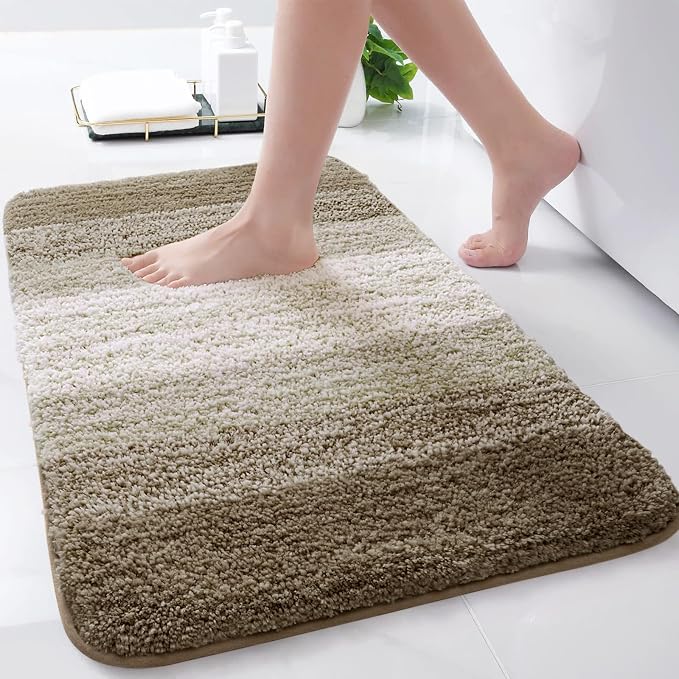 Arotive Microfiber Bathroom Rugs, Shaggy Soft and Absorbent Bath Rug, Thick Plush Machine Washable Dry Bath Mats for Bathroom, Tub and Shower, 30x17, Coffee, Rectangular