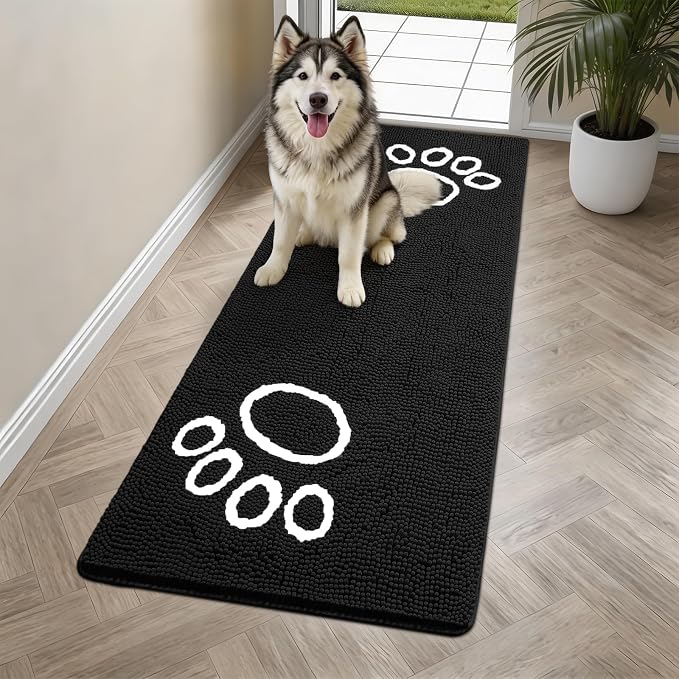 Bcoimo Super Absorbent Dog Door Mat, 60"*24" Anti Slip Mat for Muddy Paws, Pet Rugs for Dirty Paws Washable that Absorbs Moisture and Dirt, for Dog Cage and Pet Resting Carpet