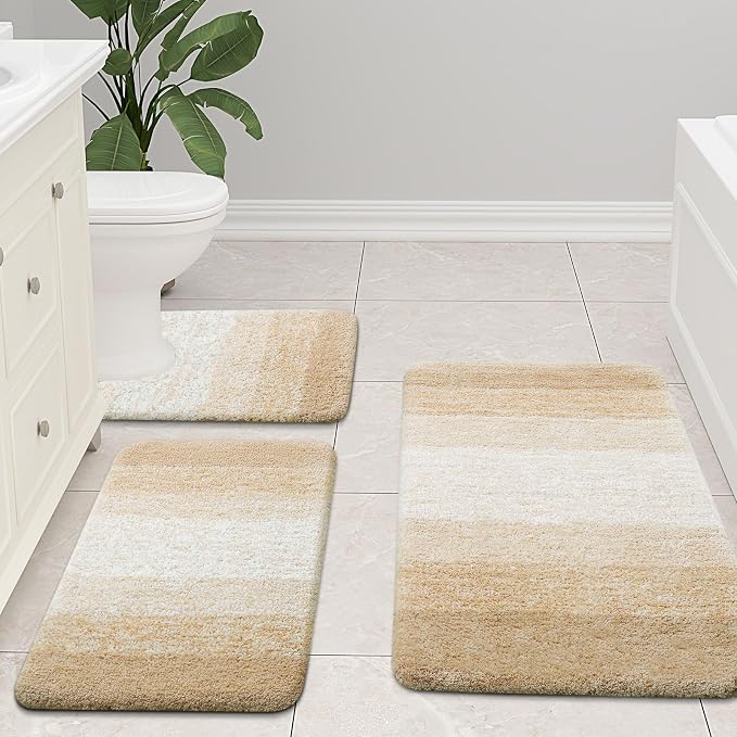Arotive Microfiber Bathroom Rugs, Shaggy Soft and Absorbent Bath Rug, Thick Plush Machine Washable Dry Bath Mats for Bathroom, Tub and Shower, 30x20, Camel, Rectangular
