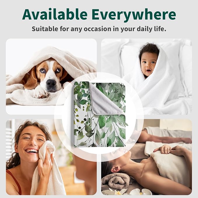Sage Green Eucalyptus Bathroom Towel Large Thick Absorbent Velvet Bath Sheets for Adult