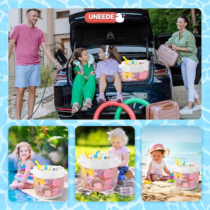 UNEEDE Bath Toy Organizer,1.55 Gallons Bathtub Toy Storage Organizer,Quick Access Bath Toy Holder for Bathtub,Baby Organizer and Storage,Quick Dry Baby Toy Storage for Tub,Mesh Shower Caddy(Pink)