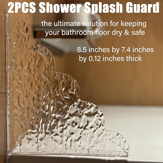 Shower Splash Guard 2-Pack, Self-AdhesiveAcylic Bathtub Water Guards for Kids-Tub Edge Water Guard