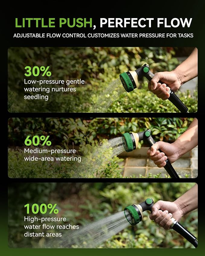 RAINPOINT Hose Sprayer Nozzle Heavy Duty - 8 Spray Patterns Garden Hose Nozzle with Adjustable Flow Control for Watering Plants, Washing Cars,Washing Pets, Thumb Control (Olive Green)