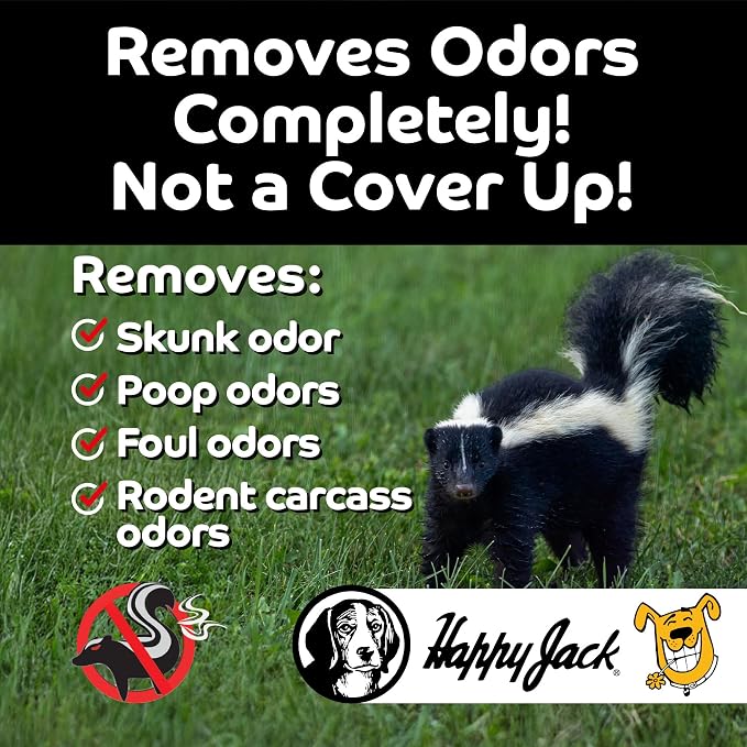 HAPPY JACK Mephidide Anti-Skunk Shampoo for Dogs & Cats, 16 oz | Powerful Pet Odor Eliminator, Skunk Smell Removal, Deodorizing Grooming Shampoo, Safe for Coat & Sensitive Skin, For Home Use