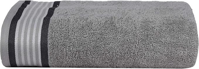 CASA COPENHAGEN He & She 4Pcs 100% Egyptian Cotton Large Designer Towels Gift Set- Grey Violet - Pine Grey, 550 GSM, 55"x27", 4Bath Towels for Bathroom (Box Pack, Set for Women & Men)
