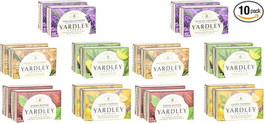 YARDLEY LONDON Bath Soap Bars and Body Soap Bars Bundle - : English Lavender, Oatmeal & Almond, Aloe & Avocado, Cocoa Butter, Lemon Verbena 4.0 oz (, Two Each), 10 Count (Pack of 2)