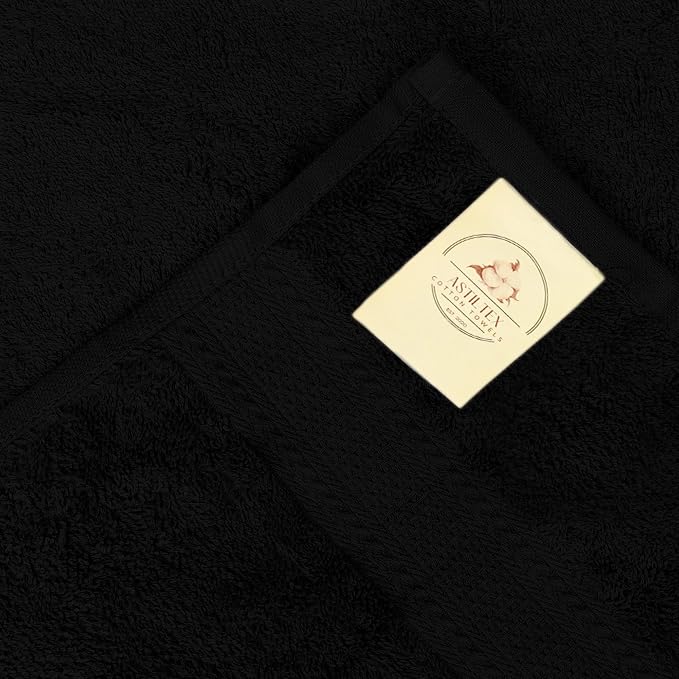 Bath Towels Bulk Set of 12 – 24" x 50" – 100% Cotton Terry, Soft, Quick-Dry & Highly Absorbent – Black Towels for Bathroom, Spa, Gym, Hotel, Pool & Everyday Use