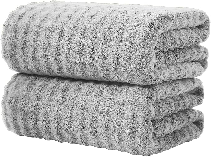 KBY Bath Towels Set of 2, Extra Large Bath Sheets 40X80 Inches,Quick Dry, Ultra Soft，Durable & Super Absorbent Oversized Bathroom Towel Sets for Adults, Gym, Spa, Pool & Hotel（ Gray）