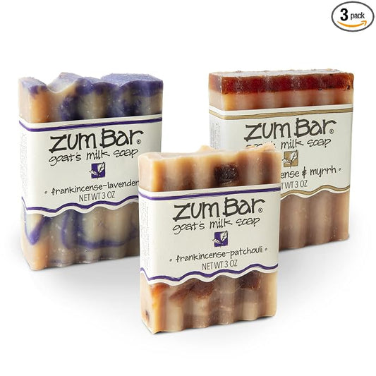 Zum Indigo Wild Goat's Milk Soap Bar - Bar Soap for Hands & Body Made with Essential Oils - 3 oz - Frankincense Blends (3 Pack)