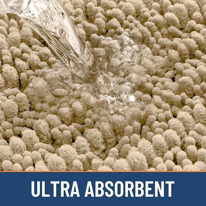 Smiry Bathroom Rugs Mat 45x27, Extra Soft Absorbent Chenille Bath Rugs, Non Slip Rubber Backing Machine Washable Quick Dry Bath Mats for Bathroom Floor, Tub, Shower, Home Decor Accessories, Beige