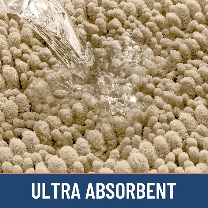 Smiry Bathroom Rugs Mat 24x16, Extra Soft Absorbent Chenille Bath Rugs, Non Slip Rubber Backing Machine Washable Quick Dry Bath Mats for Bathroom Floor, Tub, Shower, Home Decor Accessories, Beige