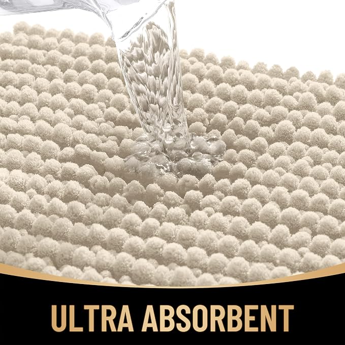 OLANLY Thick Large Bathroom Rugs 40x32, Extra Soft Absorbent Chenille Bath Rugs, Rubber Backing, Machine Wash Dry, Bath Mats for Bathroom Floor, Tub and Shower, Home Decor Accessories, Sand