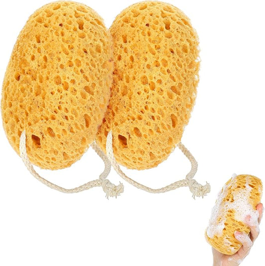 2Pcs Bath Sponge, 6.1 Inch Soft Exfoliating Body Scrubber Shower Sponges, Large Foam Loofah Face Puff for Women, Men, Teenager Body Cleansing Supplies