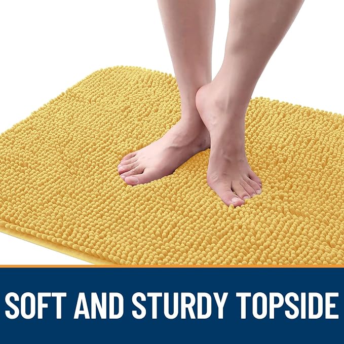 OLANLY Dog Door Mat for Muddy Paws 70x35, Absorbs Moisture and Dirt, Absorbent Non-Slip Washable Doormat, Quick Dry Chenille Mud Mat for Dogs, Entry Indoor Entryway Carpet for Inside Floor, Yellow