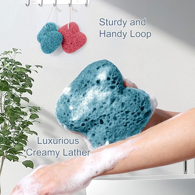 Bath Sponge for Shower Exfoliating, 2Pcs Sponges for Body Wash Bathing, Soft Loofah Sponge Bath Foam for Gentle Deep Cleansing & Delicate Dry Skin
