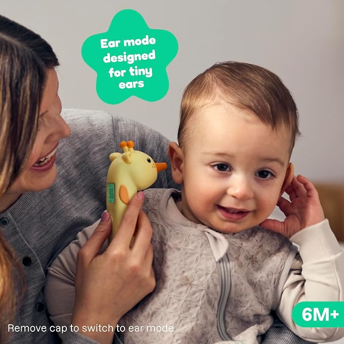 Playhouse MD Baby Thermometer for Kids – Digital Infrared No-Touch Forehead & Ear Thermometer, 3-in-1 Contactless Thermometer with Fever Indicator, Fever Buddy Giraffe