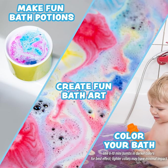 Tub Works® Lil' Bursts™ Mini Bath Bombs for Kids, 90 Count, Candy Splash | Nontoxic | Tiny Kids Bath Bombs with A Burst of Color, Foam & Bubbles | Customize Toddler Bath with Colors | Create Tub Art
