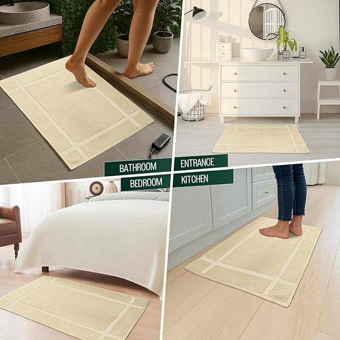 Pearl Linens Pack of 6 100% Cotton Bath Mat 18x25 inches, Soft & Absorbent Quick Dry Bathroom Mat Set, Not Bathroom Rugs, After Shower Mat, Bath Tub Mat, 781 GSM, Machine Washable, Beige