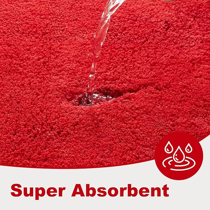 TYUU Red Bathroom Rugs, Ultra Soft Bath Rugs Non Slip Washable, Super Absorbent Quick Dry Small Bath Mat with Rubber Backing for Bathroom Floor, Shower, or Sink, Red 16" x 24"