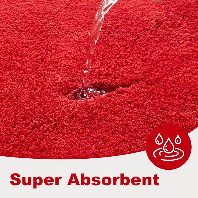 TYUU Bathroom Runner Rug, Ultra Soft Long Bath Mat Machine Washable Super Absorbent Quick Dry Bathroom Runner Rugs 24 x 60 Non Slip, Red 24" x 60"