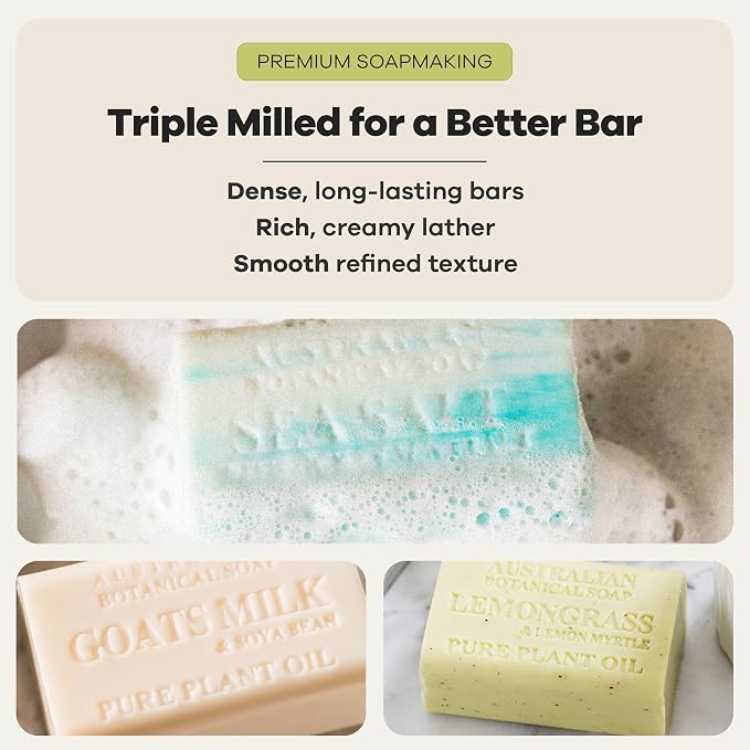 Australian Botanical Soap, Goats Milk & Soya Bean + Variety, 16-Bar Set