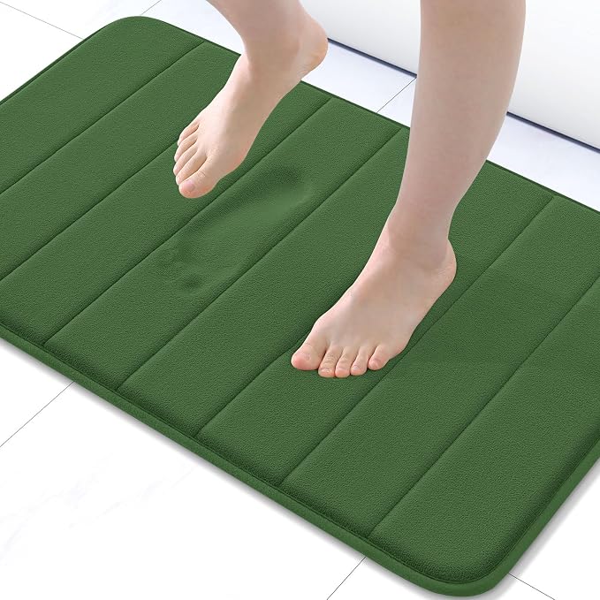 Buganda Memory Foam Bath Mat, 30" x 20", Ultra Soft Bathroom Rugs, Water Absorbent and Machine Washable Bath Rug for Bathroom, Shower, and Tub, Olive Green