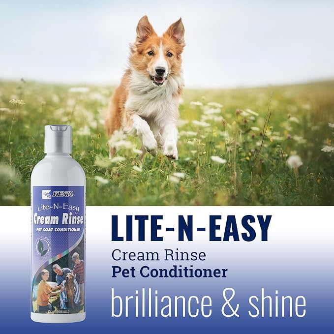 Kenic Lite-N-Easy Detangling Pet Cream Rinse – Anti-Tangle & Mats Conditioning for Dogs, Cats, Rabbits & Ferrets, Made in USA