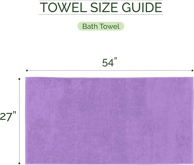 Elegant Comfort Three Line Popcorn Towel Set for Bathroom 27 x 54 inches, Premium Hotel Quality 2-Pack Bath Towels, 100% Turkish Cotton, Soft and Durable, Quick Dry and Highly Absorbent, Lavender