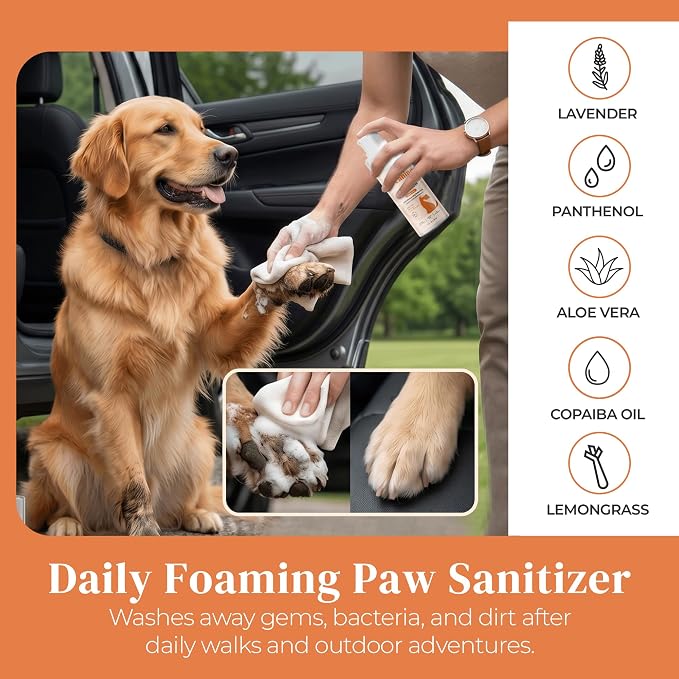 Foam Dog Paw Cleaner - No-Rinse Waterless Wash - 1.7 Fl Oz