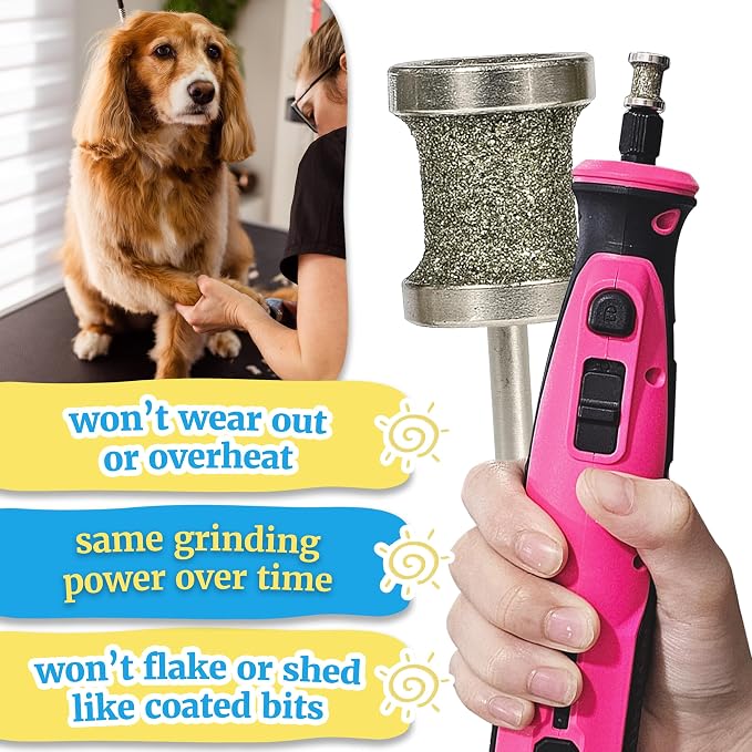 Diamondg Dog Nail Grinder Bit, 1 Pack - Compatible with Dremel, Diamond Bit for Pet Nails with 80 Grit Body & 120 Grit Polishing Bowl - Ideal for Small Dogs Under 30lbs., Standard Little Lola