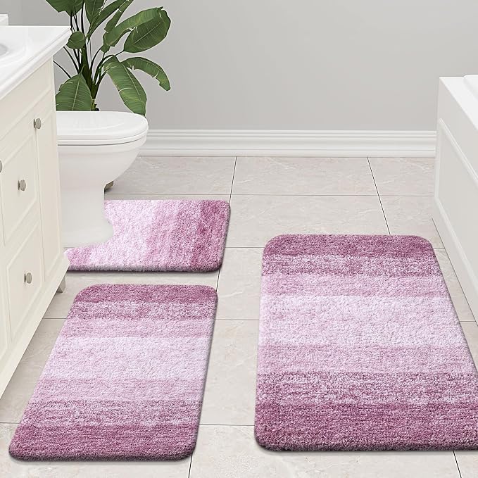 Arotive Microfiber Bathroom Rugs, Shaggy Soft and Absorbent Bath Rug, Thick Plush Machine Washable Dry Bath Mats for Bathroom, Tub and Shower, 24x16, Purple, Rectangular