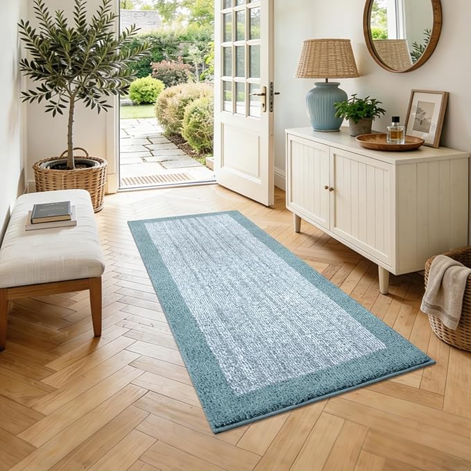 Bathroom Rugs 40x24 Non Slip Washable, Dusty Blue Bath Mat for Bathroom Floor Tub, Soft Absorbent Quick Dry Mats for Shower, Bathtub,Home Decor