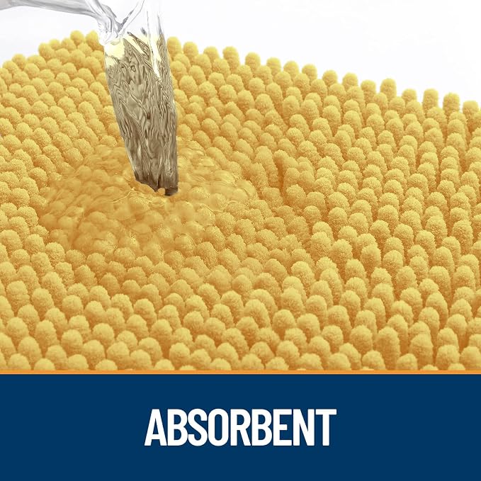OLANLY Dog Door Mat for Muddy Paws 45x27, Absorbs Moisture and Dirt, Absorbent Non-Slip Washable Doormat, Quick Dry Chenille Mud Mat for Dogs, Entry Indoor Entryway Carpet for Inside Floor, Yellow