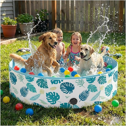 furrybaby Dog Pool for Large Dogs, Foldable Hard Plastic Pet Swimming Pool, Heavy Duty 0.5mm PVC with Non-Slip Bottom, Portable Kiddie Pool for Dogs, Pet Bath Tub for Backyard Summer, GR 63“