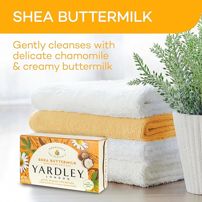 Yardley London Shea Buttermilk Sensitive Skin Naturally Moisturizing Bath Bar, 4.25 ounce