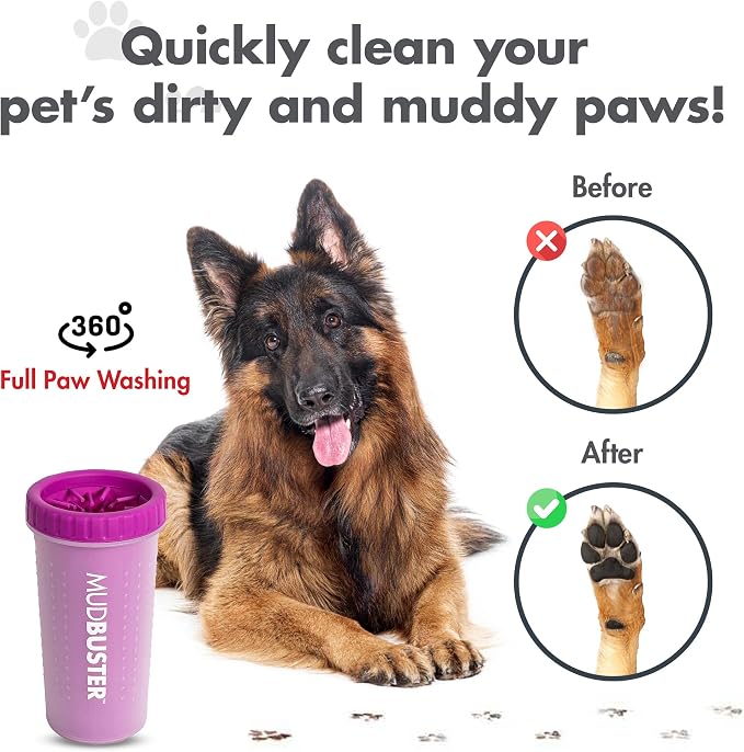 Dexas MudBuster Portable Large Dog Paw Cleaner, Fuchsia - Premium Pet Supplies and Accessories (Pack of 6)
