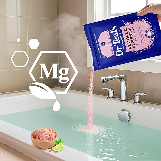 Dr Teal's Epsom Salt Magnesium Soak, Restore & Replenish with Pink Himalayan Salt, 3 lbs