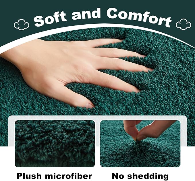 TYUU Bathroom Rugs Non Slip Washable, Ultra Soft Super Absorbent Quick Dry Small Bath Mat with Rubber Backing for Bathroom Floor, Shower, or Sink, Dark Green 16" x 24"