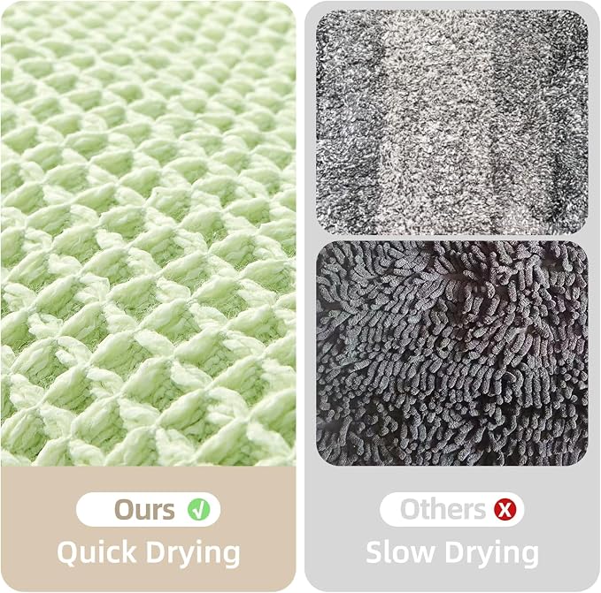 TYUU Waffle Bath Mat, Boho Bathroom Rugs Non Slip Washable Super Absorbent Quick Dry Cute Bath Mat Farmhouse Bathroom Decor, 30"x20" Pale Green