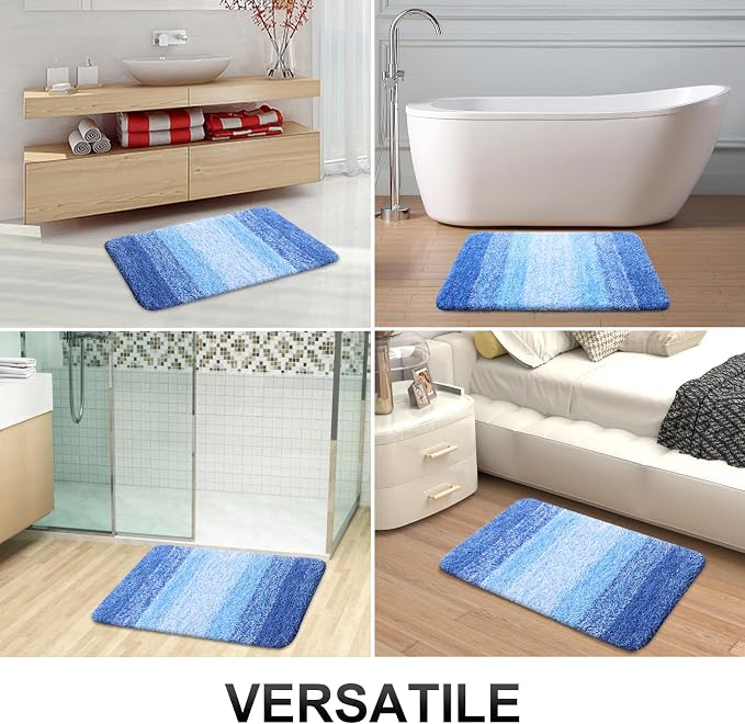 OLANLY Bathroom Runner Rugs Mat 70x24, Extra Soft Absorbent Microfiber Bath Rugs, Rubber Backing, Quick Dry, Long Bath Mats for Bathroom, Tub and Shower, Home Decor Accessories, Light Royal Blue