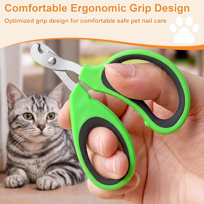 4 Pack Pet Nail Clippers: 2 Cat Nail Clippers with Circular Cut Hole, Cat Claw Trimmer Sharp Angled Blade, Safe & Easy to Use for Cats, Kittens, Small Dogs, & Small Pets, Avoid Overcutting