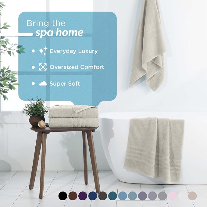 Martex 2-Pack Ultimate Performance Bath Sheet Set, New Sand, 33" x 65" | 100% Cotton, Extra Large Bath Towels, Super Absorbent, Low-Linting, Supersoft