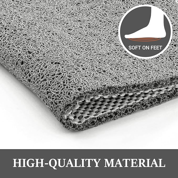 LuxStep Shower Mat Bathtub Mat,24x32 inch, Non-Slip Bath Mat with Drain, Quick Drying PVC Loofah Bathmat for Tub,Shower,Bathroom (Phthalate Free,Grey)
