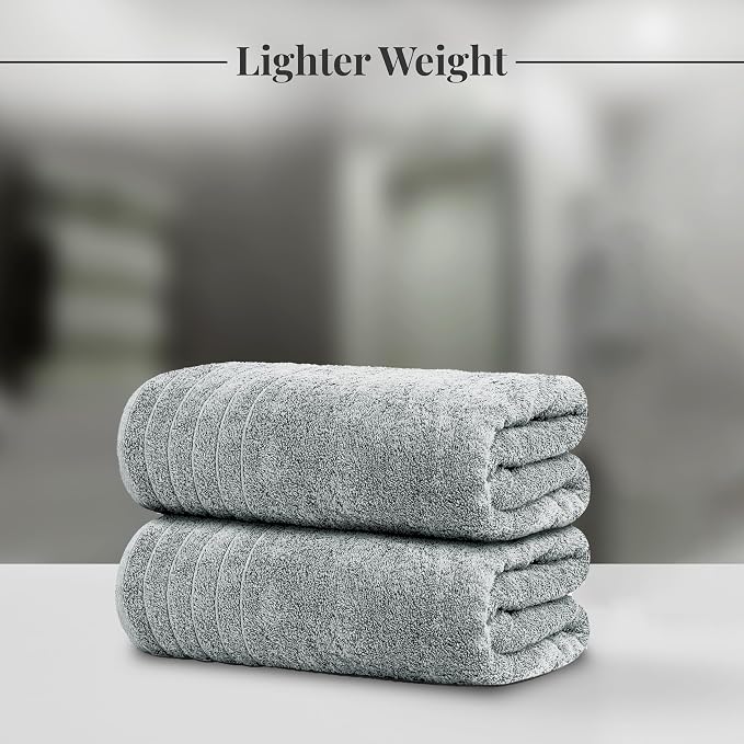 Tens Towels Pack of 2 Extra Large Bath Sheets 35 x 70 Inches, 100% Cotton, Larger & Lighter Weight, Quicker to Dry, Super Soft & Absorbent, Oversized Bath Towels, Cool Grey