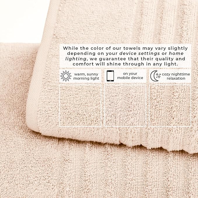 Great Bay Home 4 Pack Bath Towel Set - 100% Cotton Towels - Absorbent & Quick-Dry Towels for Bathroom (Dune)