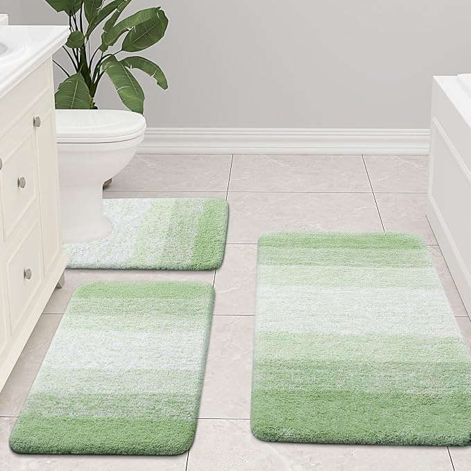 Arotive Microfiber Bathroom Rugs, Shaggy Soft and Absorbent Bath Rug, Thick Plush Machine Washable Dry Bath Mats for Bathroom, Tub and Shower, 59x24, Sage Green, Rectangular