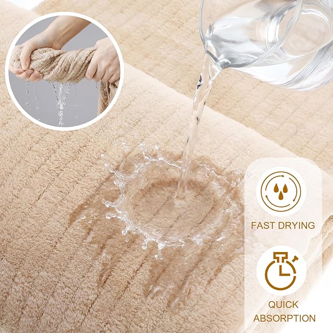 SmoothNovelty 4 Pcs Oversized Coral Fleece Bath Sheets 40 x 80 Inch, Lightweight Extra Large Towel Blanket, Soft Jumbo Bathroom Towels with Hanging Loop for Bath, Pool, Beach, Spa, Travel (Beige)