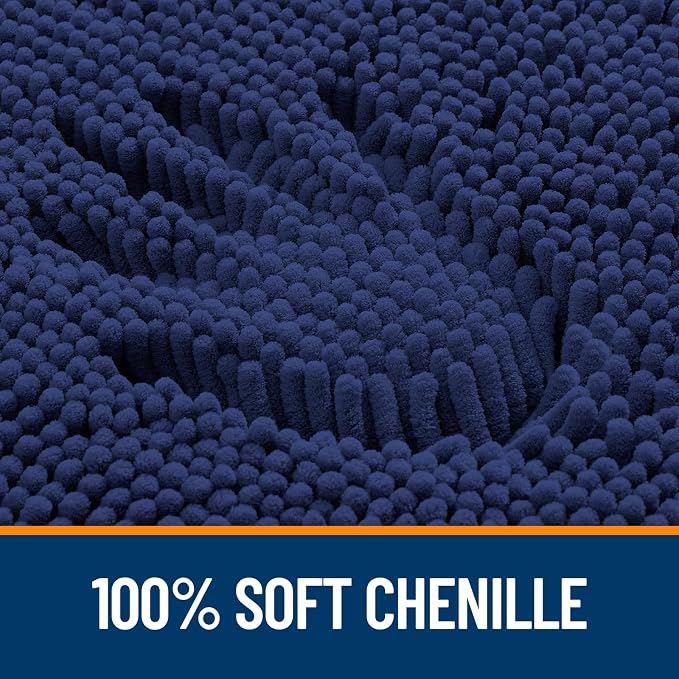 OLANLY Large Bathroom Rugs 44x32, Soft Absorbent Chenille Bath Rugs, Rubber Backing Quick Dry, Machine Washable Bath Mats for Bathroom Floor, Tub and Shower, Home Decor Accessories, Twilight Sapphire