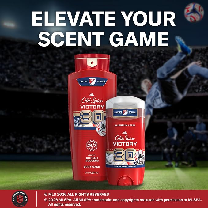 Old Spice Body Wash for Men, MLS Victory, Long Lasting Scent, Freshness that Lasts All Day, Cleanse & Refresh Skin, Limited Edition, Citrus + Success Scent, 21 oz